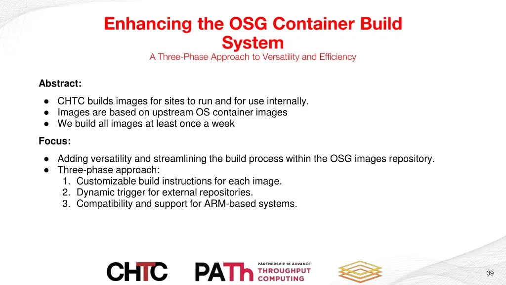 enhancing the osg container build system a three