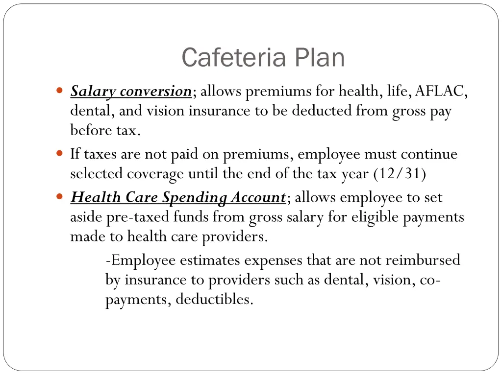 cafeteria plan