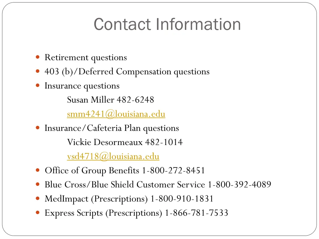 contact information