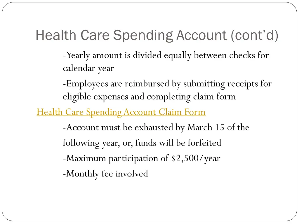 health care spending account cont d