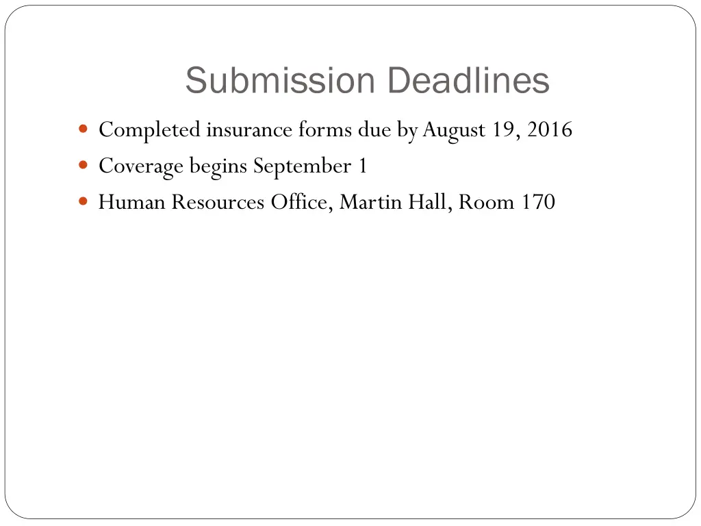 submission deadlines