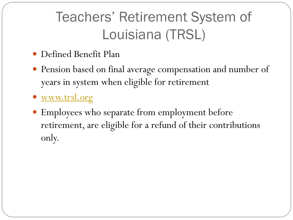 teachers retirement system of louisiana trsl