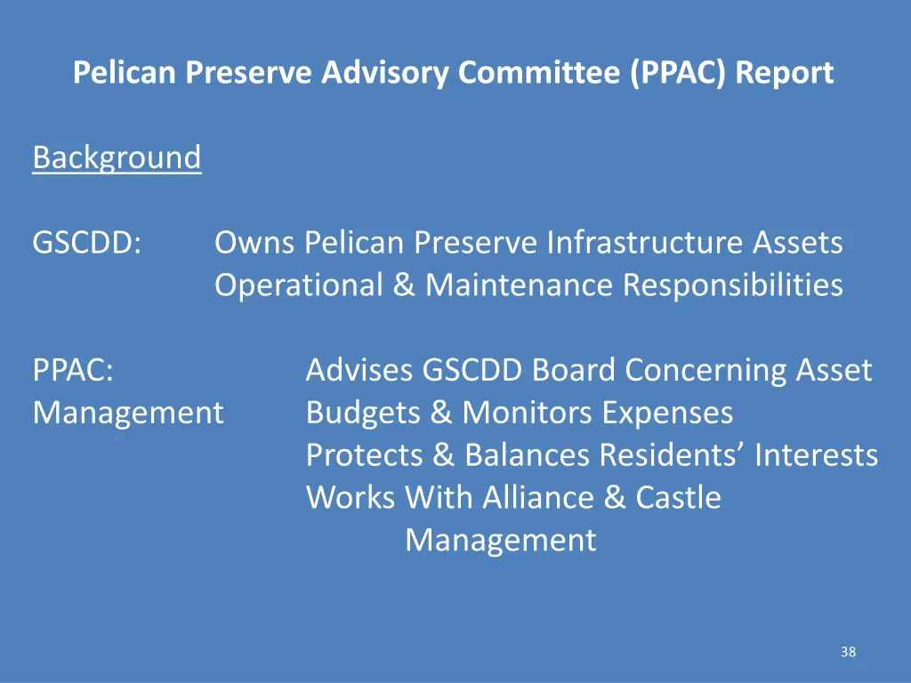 pelican preserve advisory committee ppac report