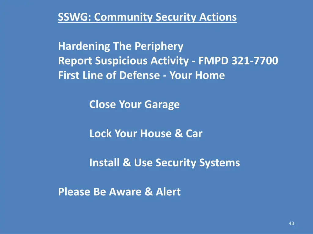 sswg community security actions