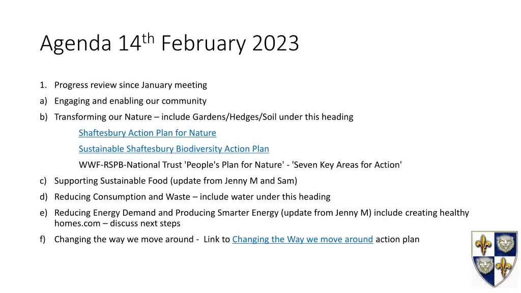 agenda 14 th february 2023