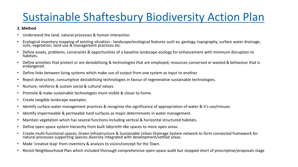 sustainable shaftesbury biodiversity action plan 1