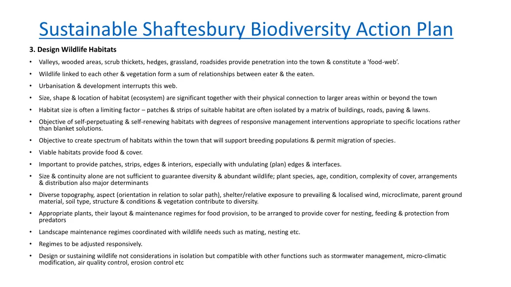 sustainable shaftesbury biodiversity action plan 2