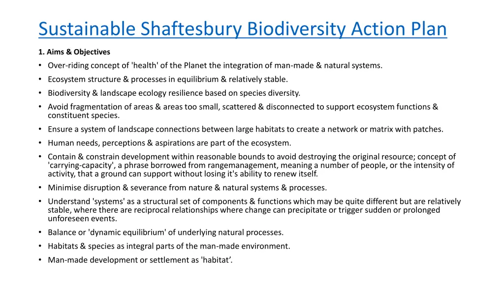 sustainable shaftesbury biodiversity action plan