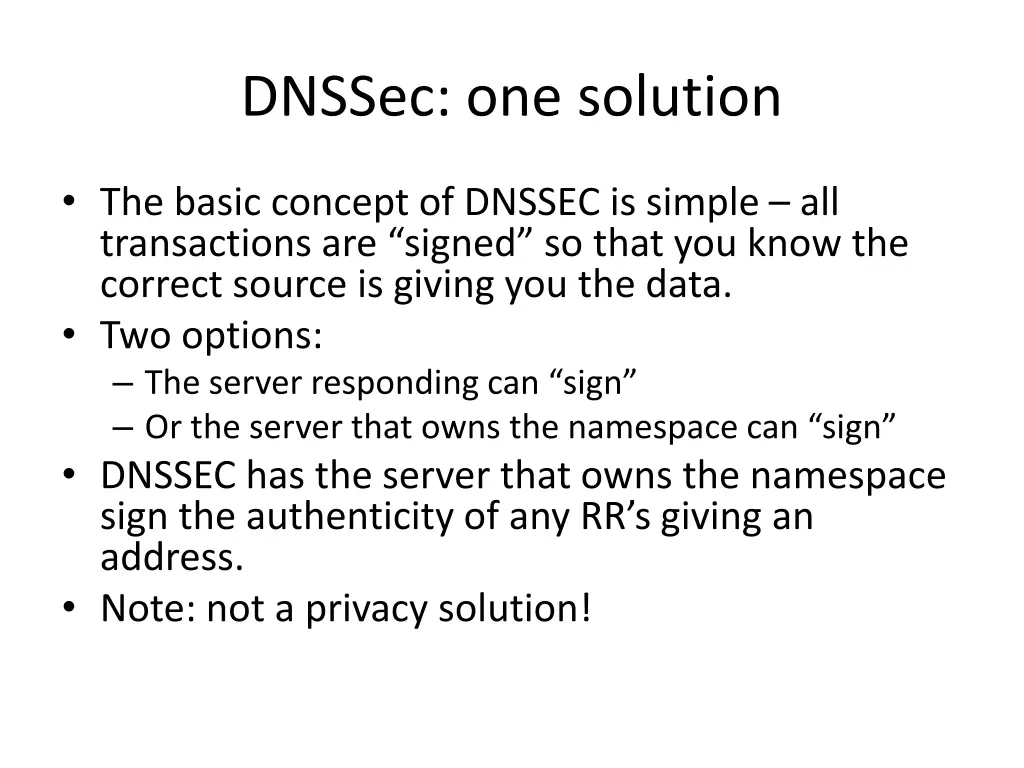 dnssec one solution