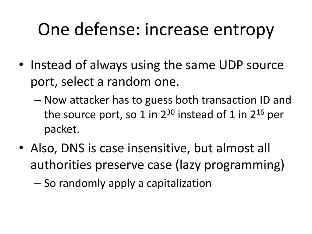 one defense increase entropy