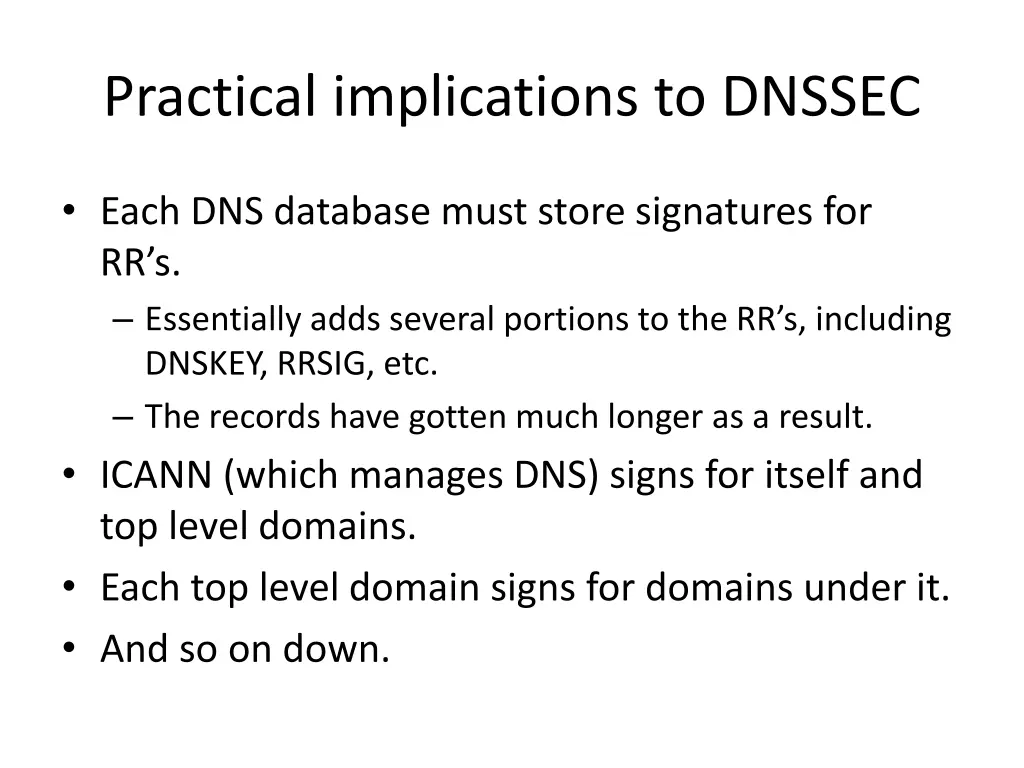 practical implications to dnssec