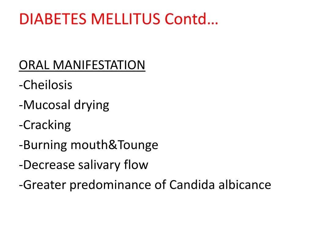 diabetes mellitus contd