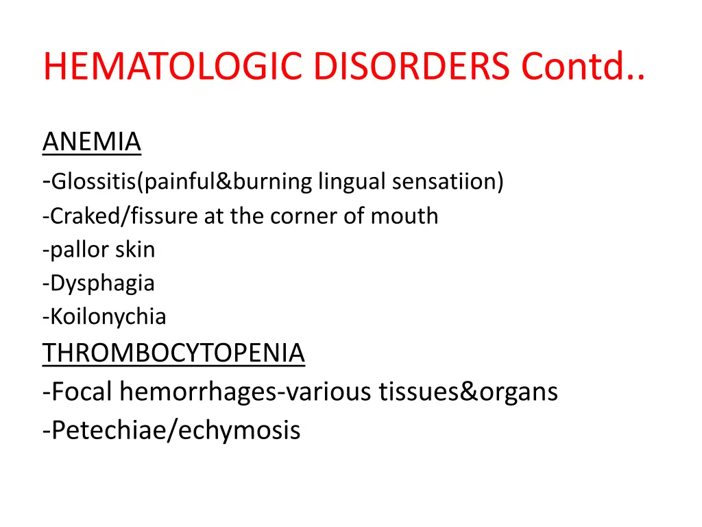 hematologic disorders contd 1