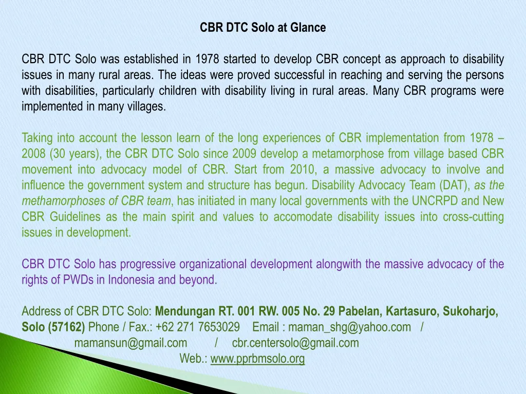 cbr dtc solo at glance