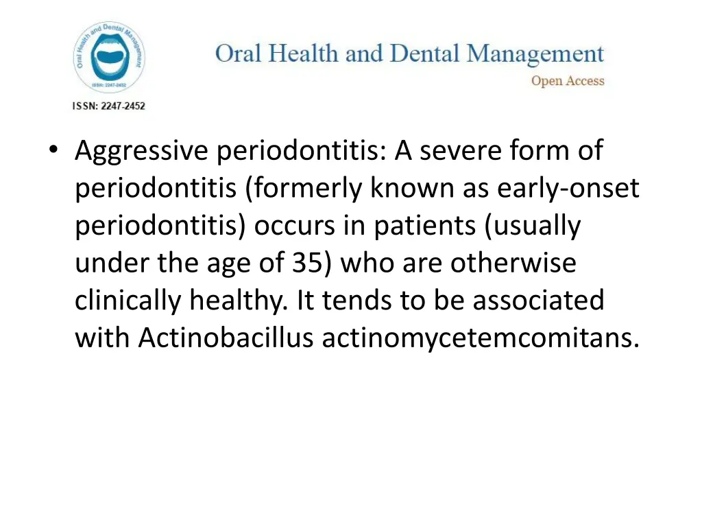 aggressive periodontitis a severe form