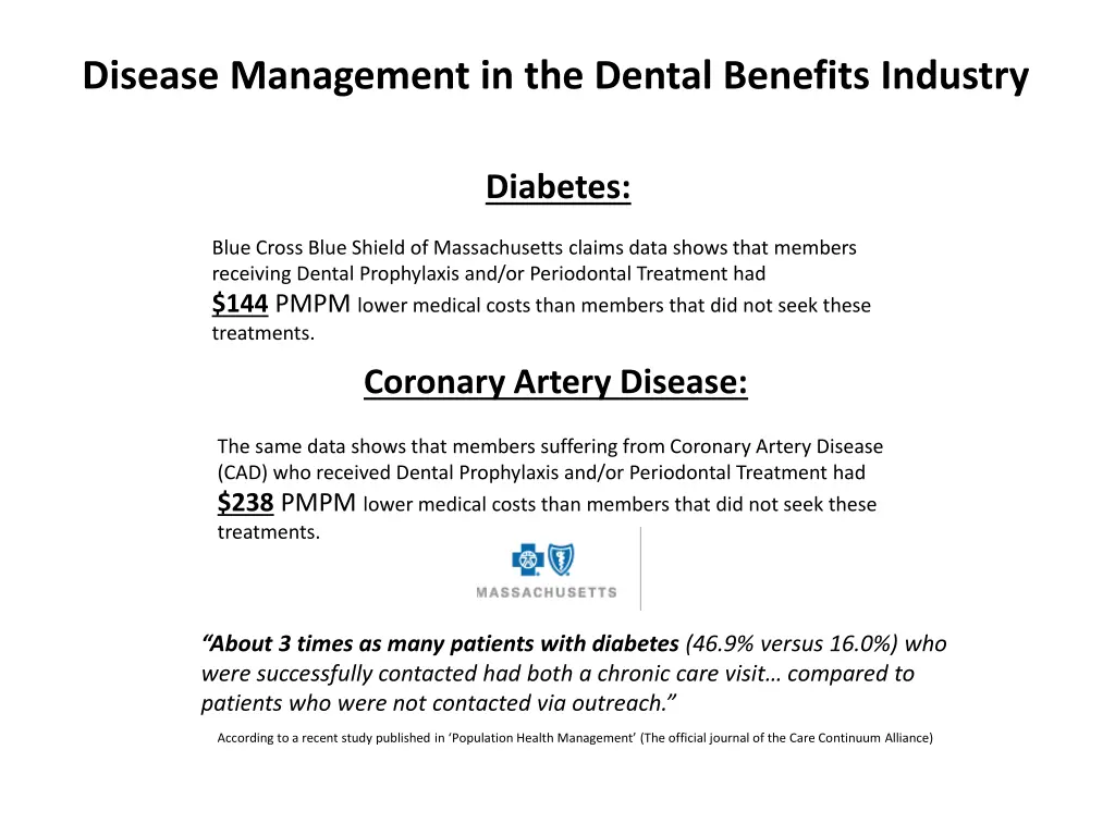 disease management in the dental benefits industry