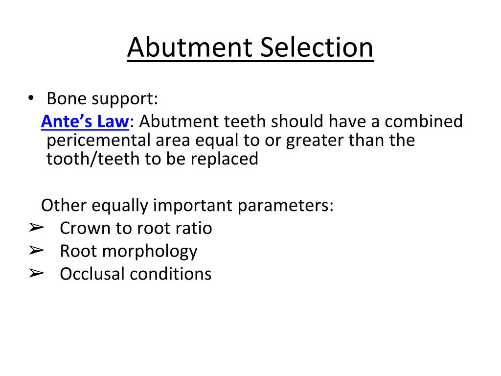 abutment selection