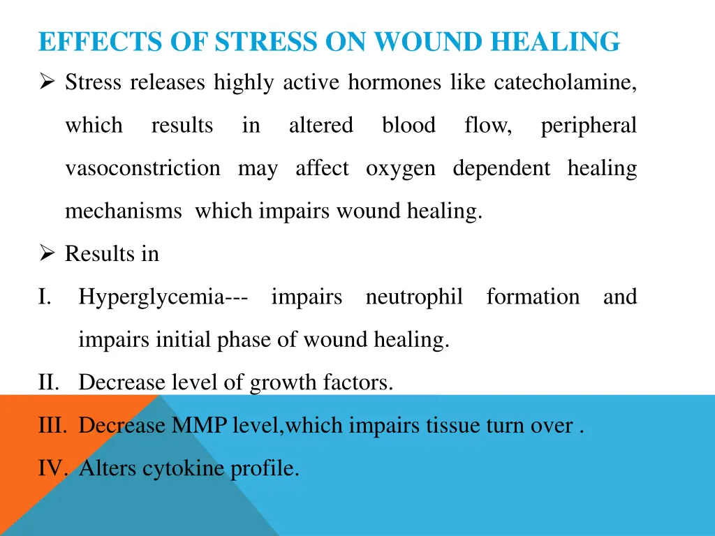 effects of stress on wound healing stress