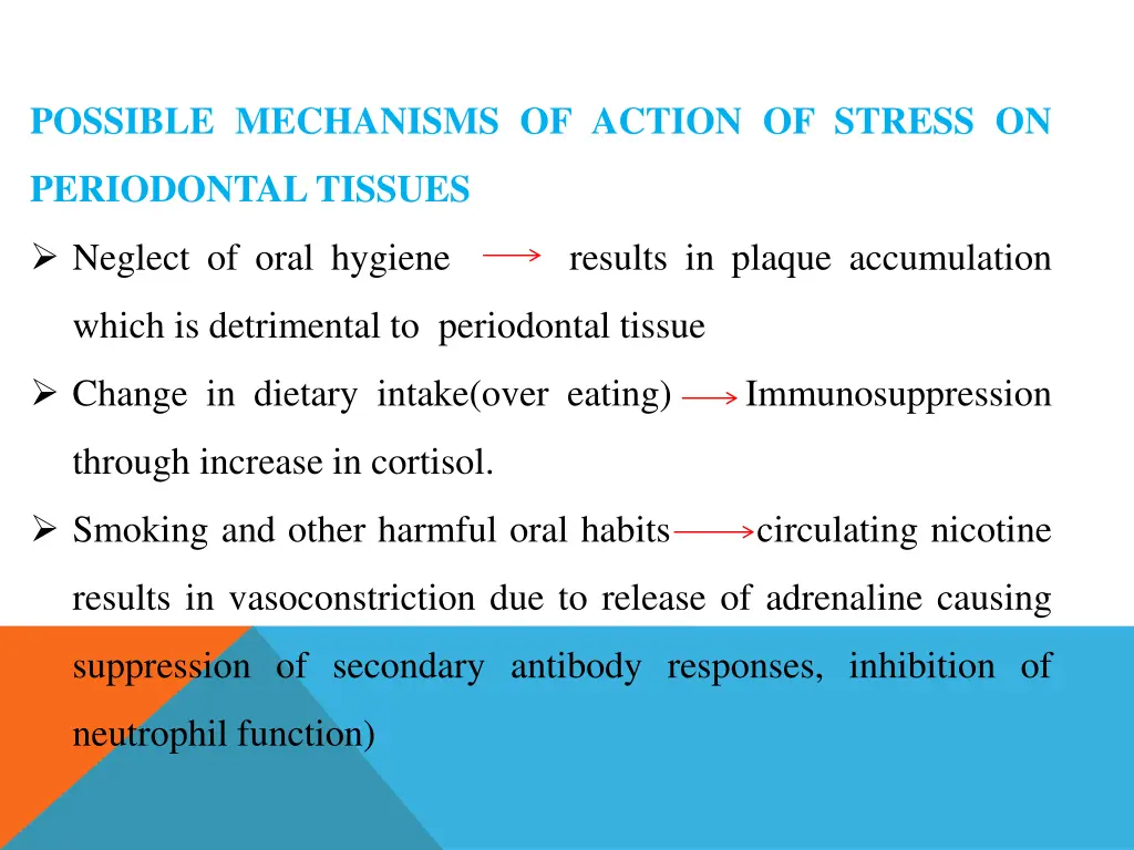 possible mechanisms of action of stress on