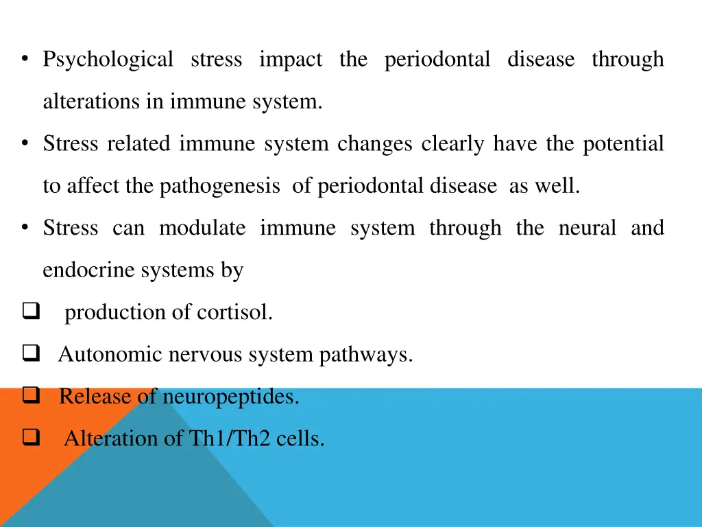 psychological stress impact the periodontal