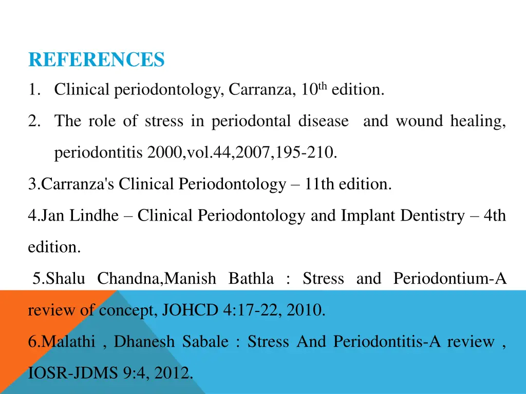 references 1 clinical periodontology carranza