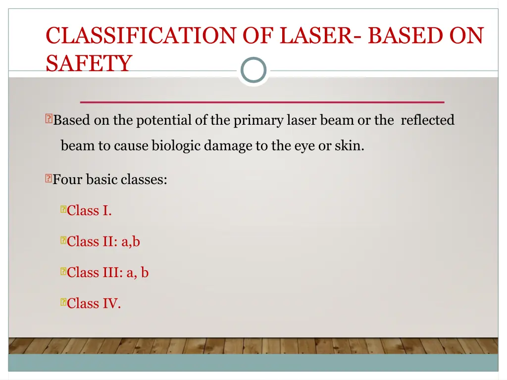 classification of laser based on safety