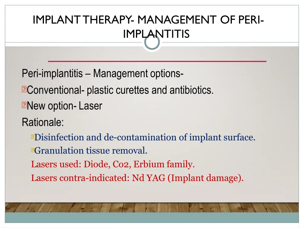 implant therapy management of peri implantitis