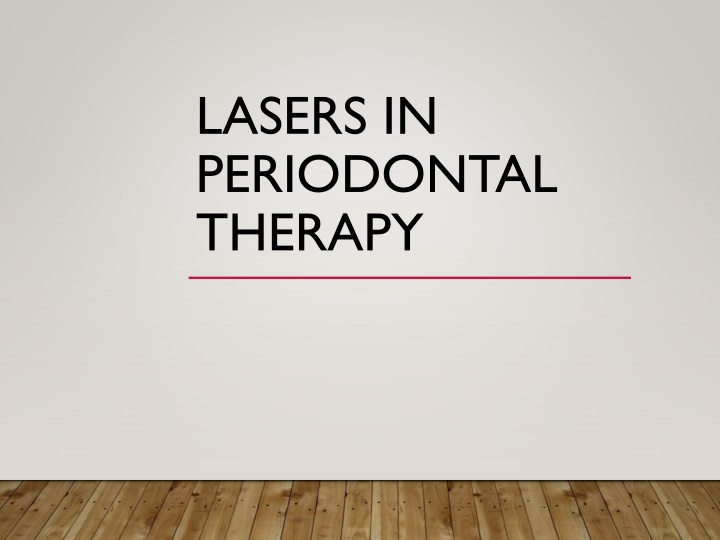 lasers in periodontal therapy