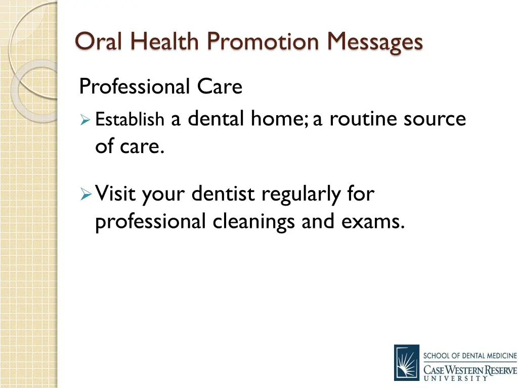 oral health promotion messages