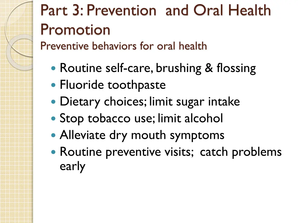 part 3 prevention and oral health promotion