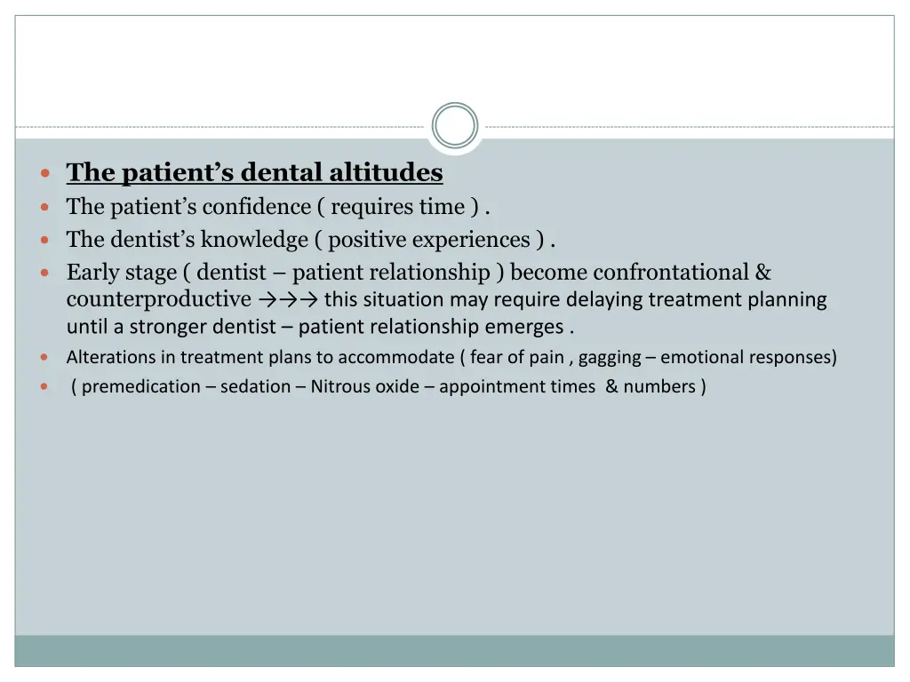 the patient s dental altitudes the patient