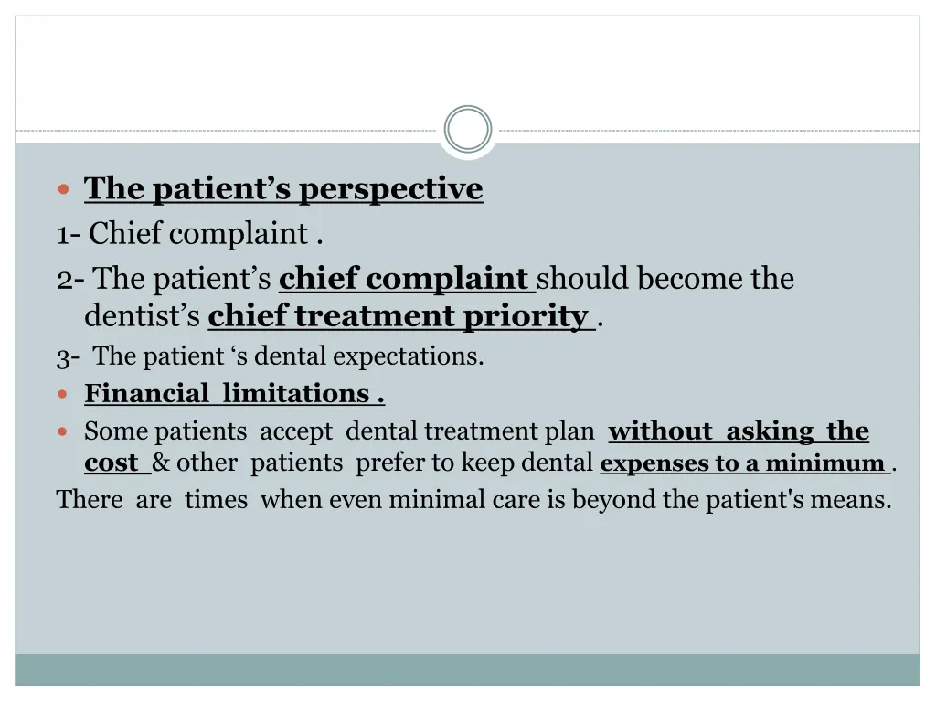 the patient s perspective 1 chief complaint