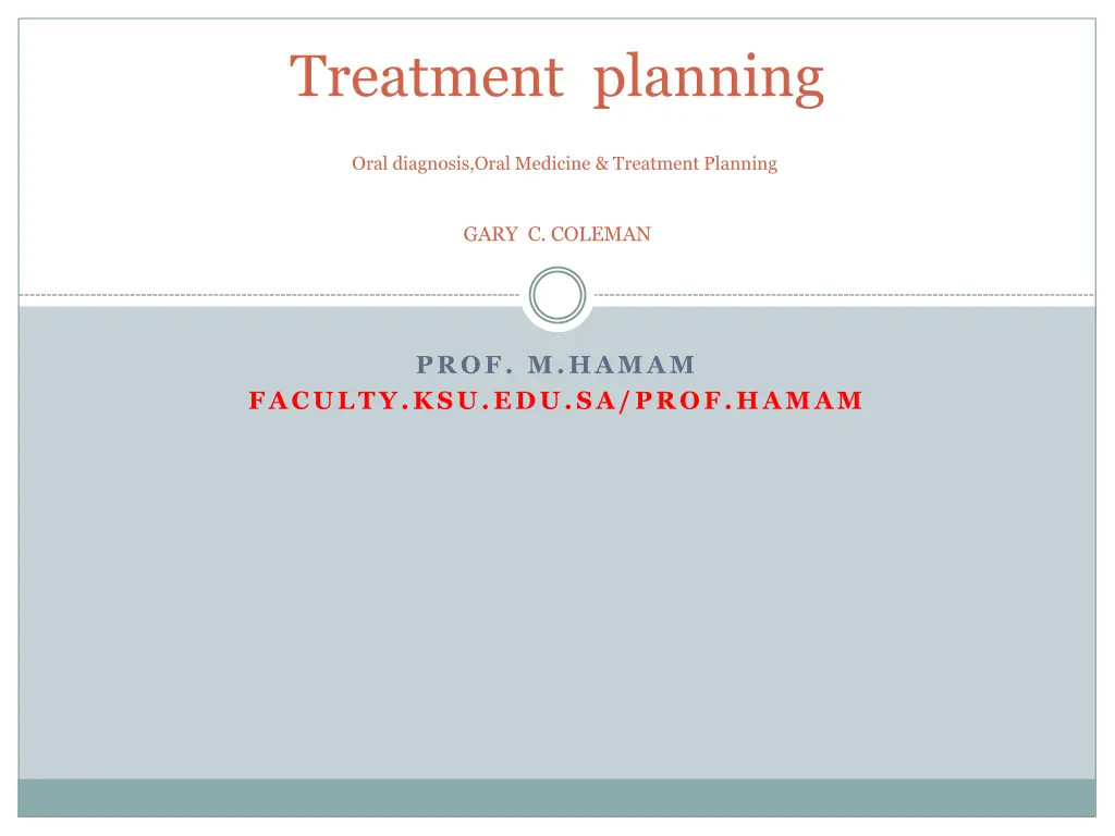 treatment planning oral diagnosis oral medicine