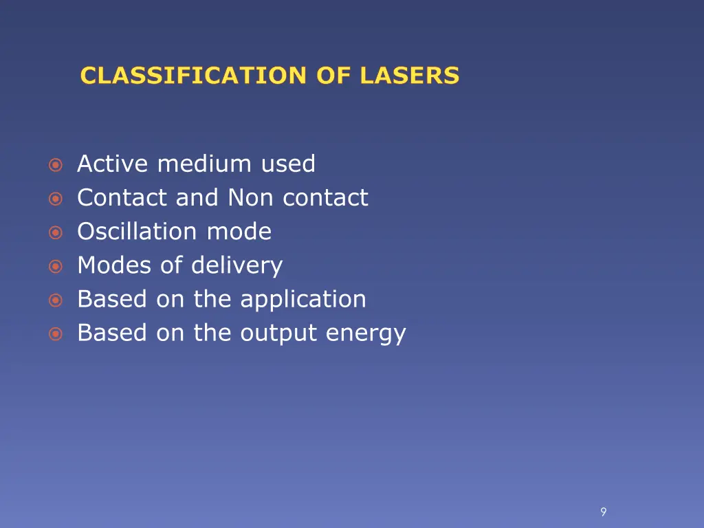 classification of lasers