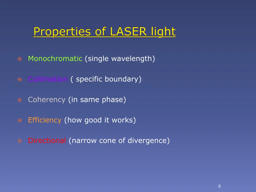 properties of laser light