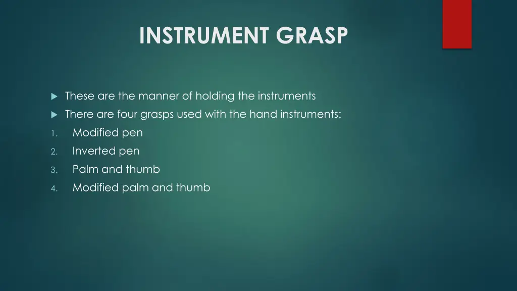 instrument grasp