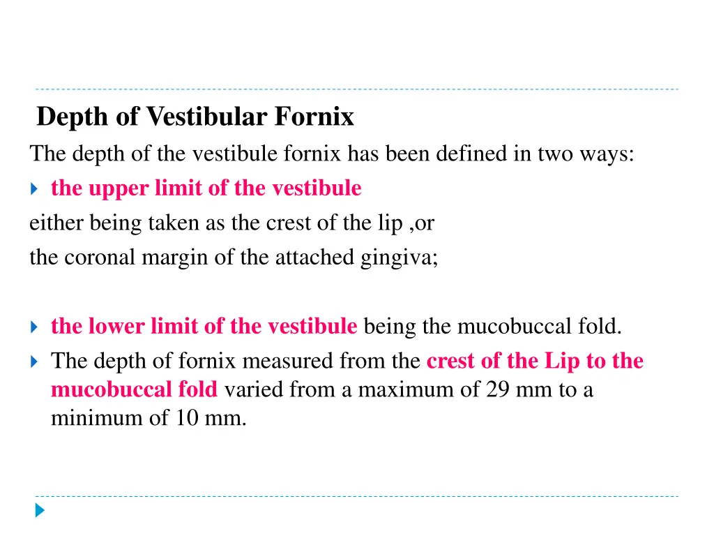 depth of vestibular fornix the depth