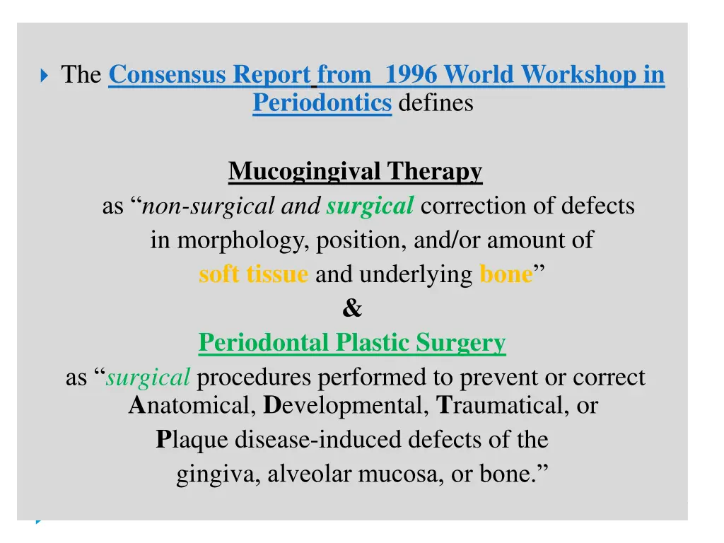 the consensus report from 1996 world workshop