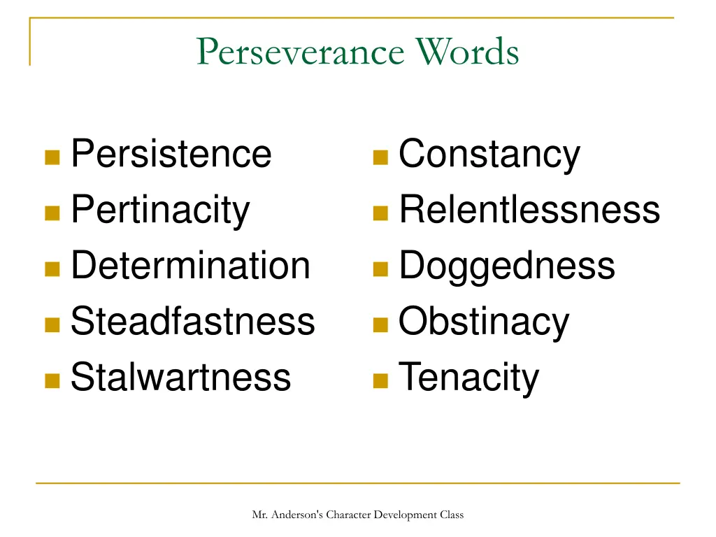 perseverance words