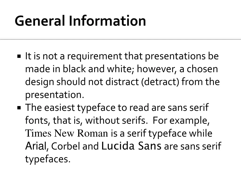 it is not a requirement that presentations