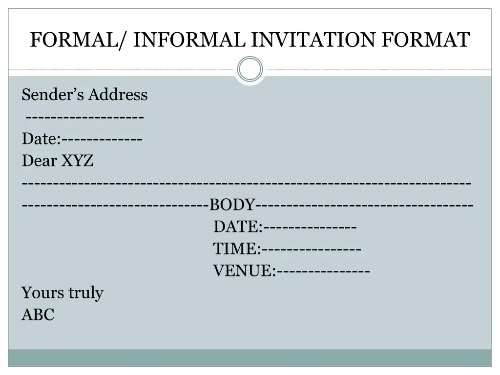 formal informal invitation format