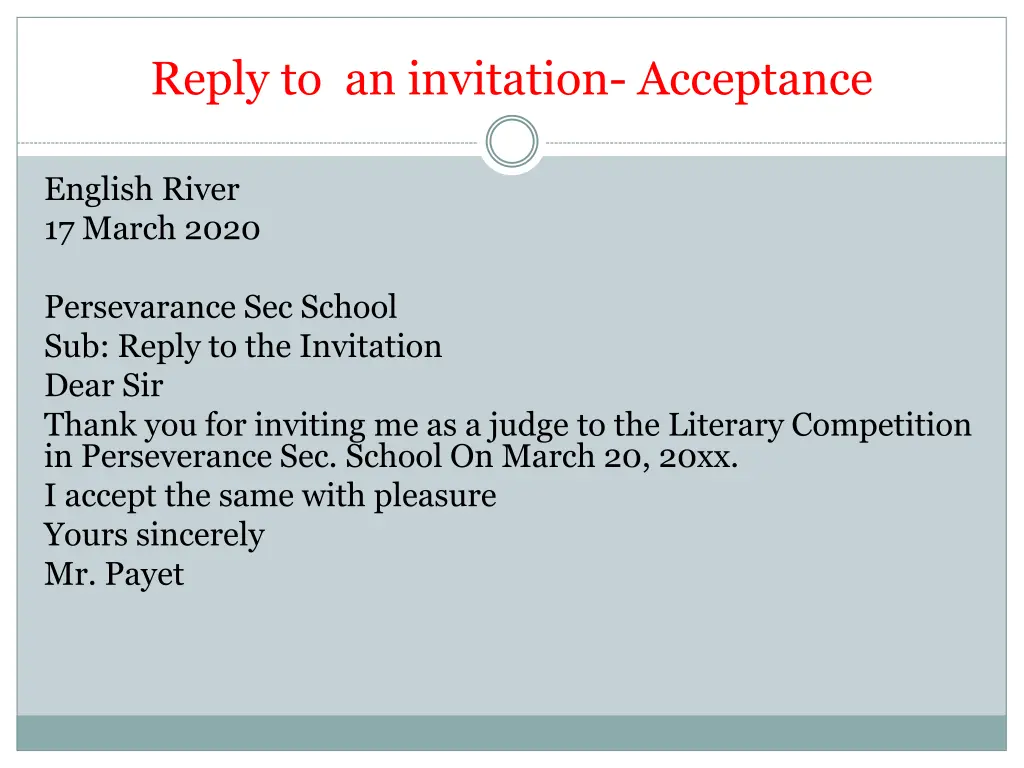 reply to an invitation acceptance