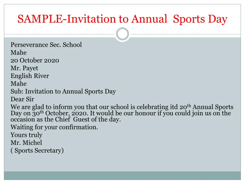 sample invitation to annual sports day