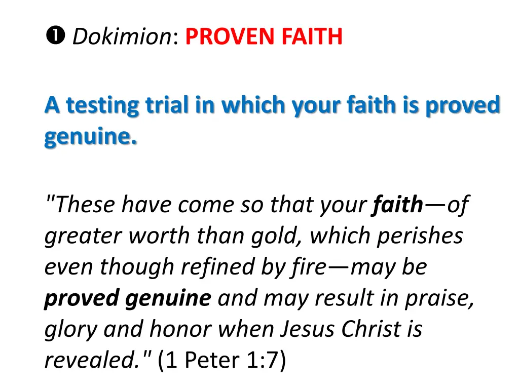 dokimion proven faith