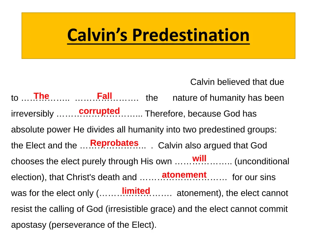 calvin s predestination