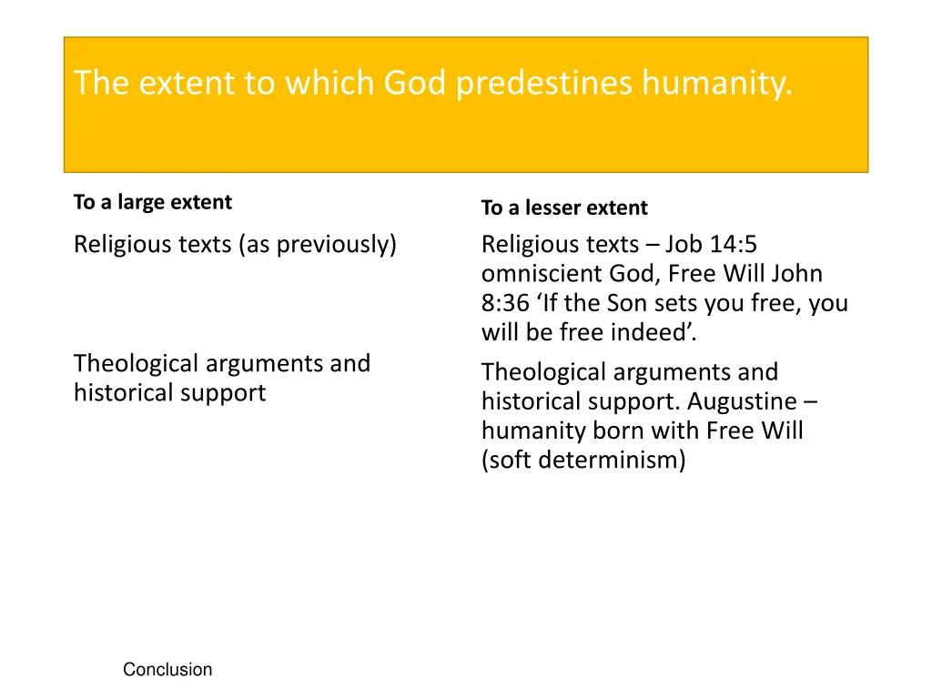 the extent to which god predestines humanity