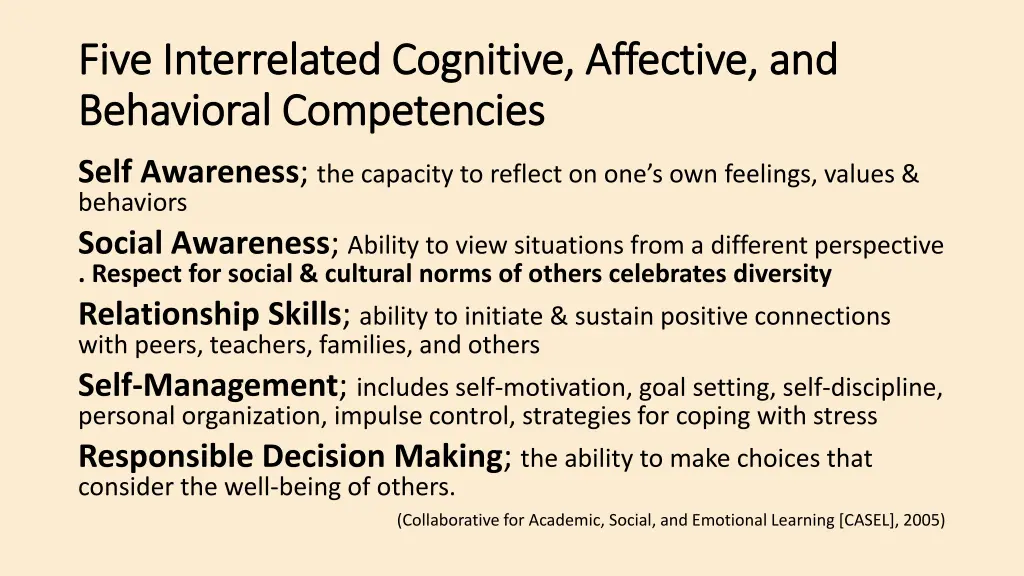 five interrelated cognitive affective and five