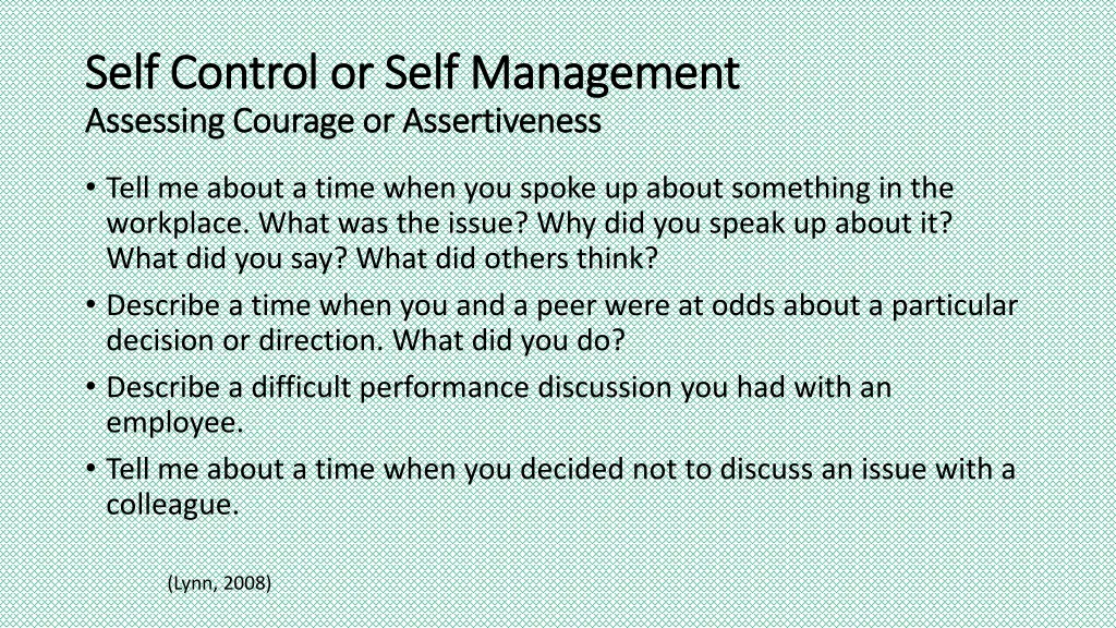 self control or self management self control 1