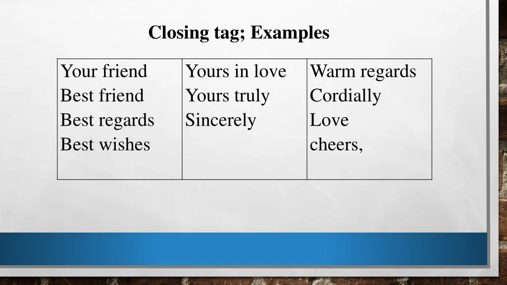 closing tag examples