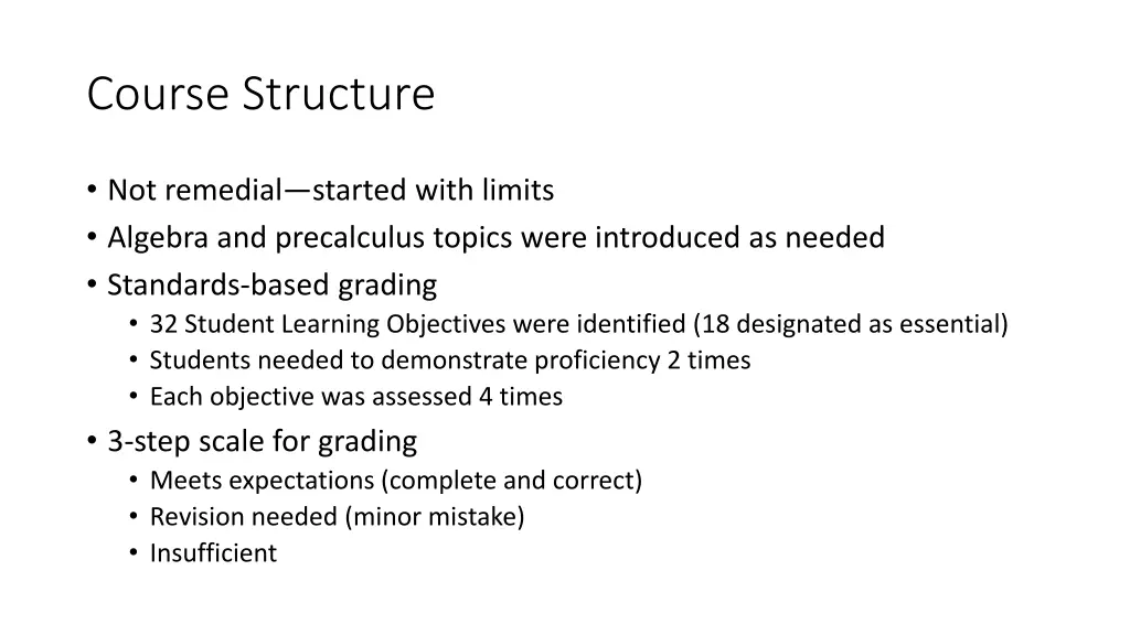 course structure